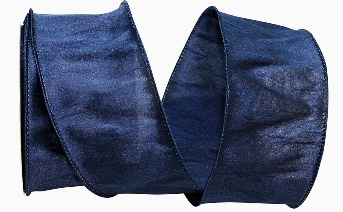 Dupioni Supreme Wired Edge, Navy, 2-1/2 in, 10 Yards
