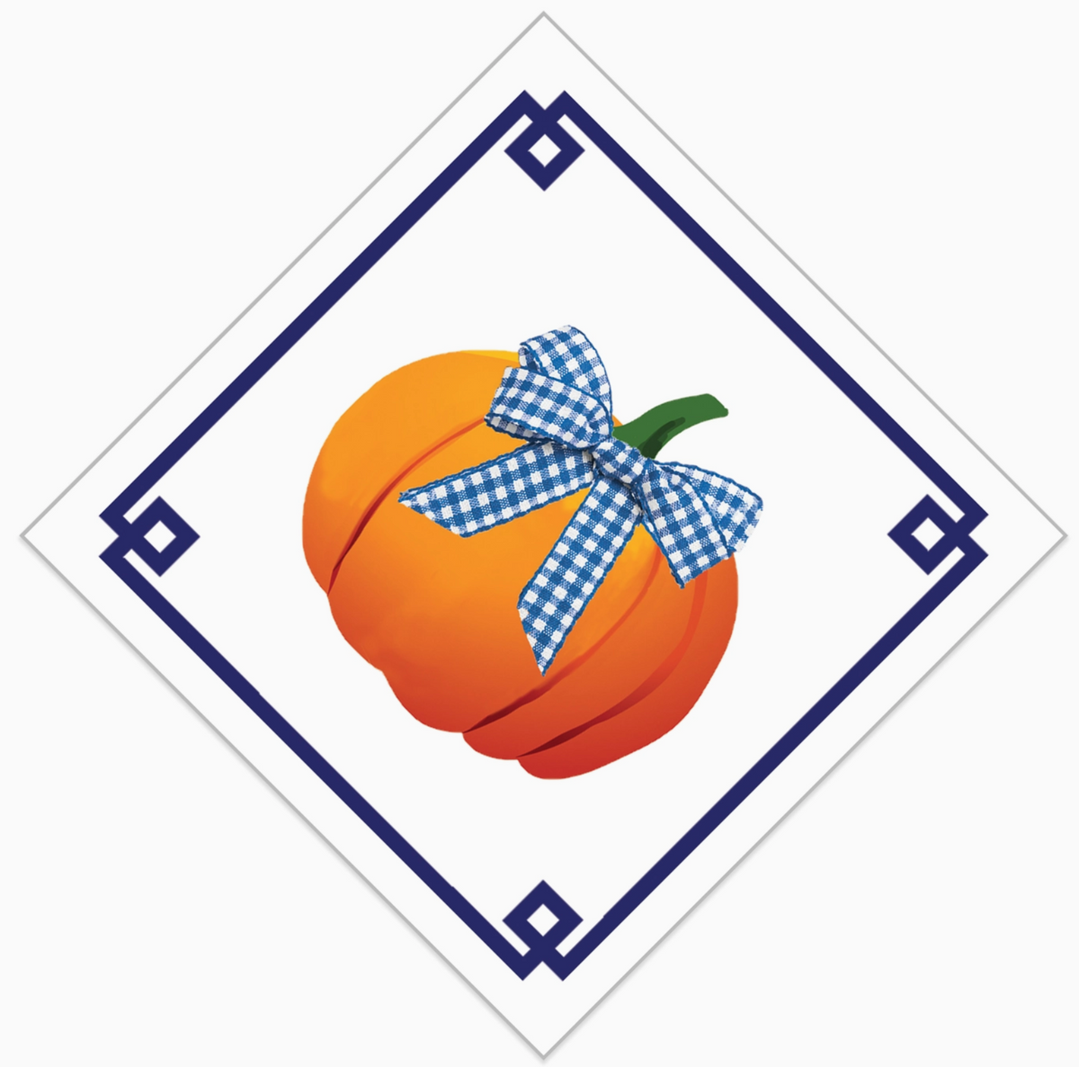 Pumpkin with Gingham Bow Paper Cocktail Napkin