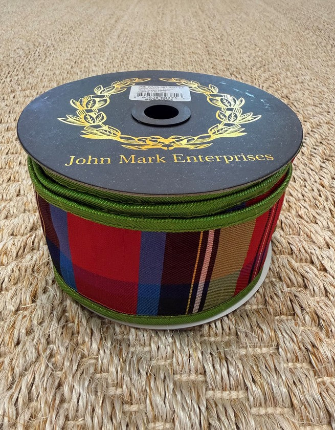 Stripe Metallic Dupion Red/Green Metallic Piping Ribbon