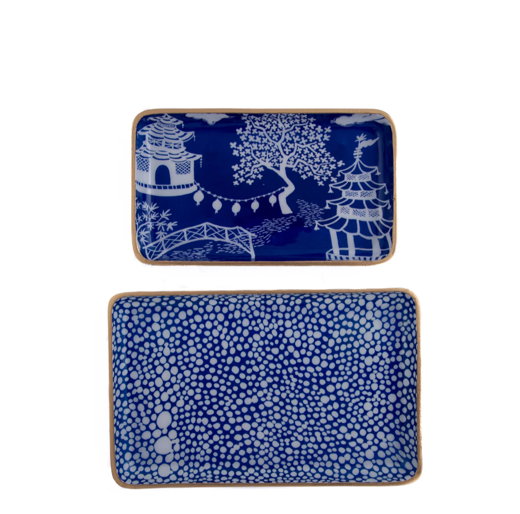 Shagreen Rowan Tray Set