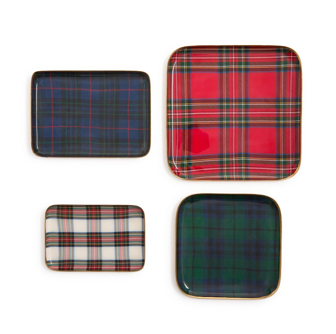 Set of 4 Tartan Trays