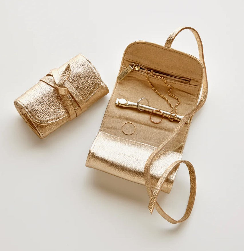 Small Jewelry Roll W/Tie White Gold