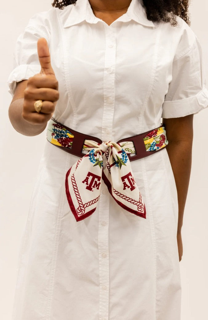 Wide Saturday Scarf Reversible Leather Belt